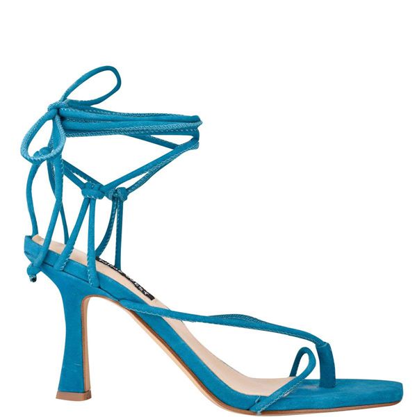 Nine West Yarin Ankle Wrap Blue Heeled Sandals | South Africa 57H52-7G17